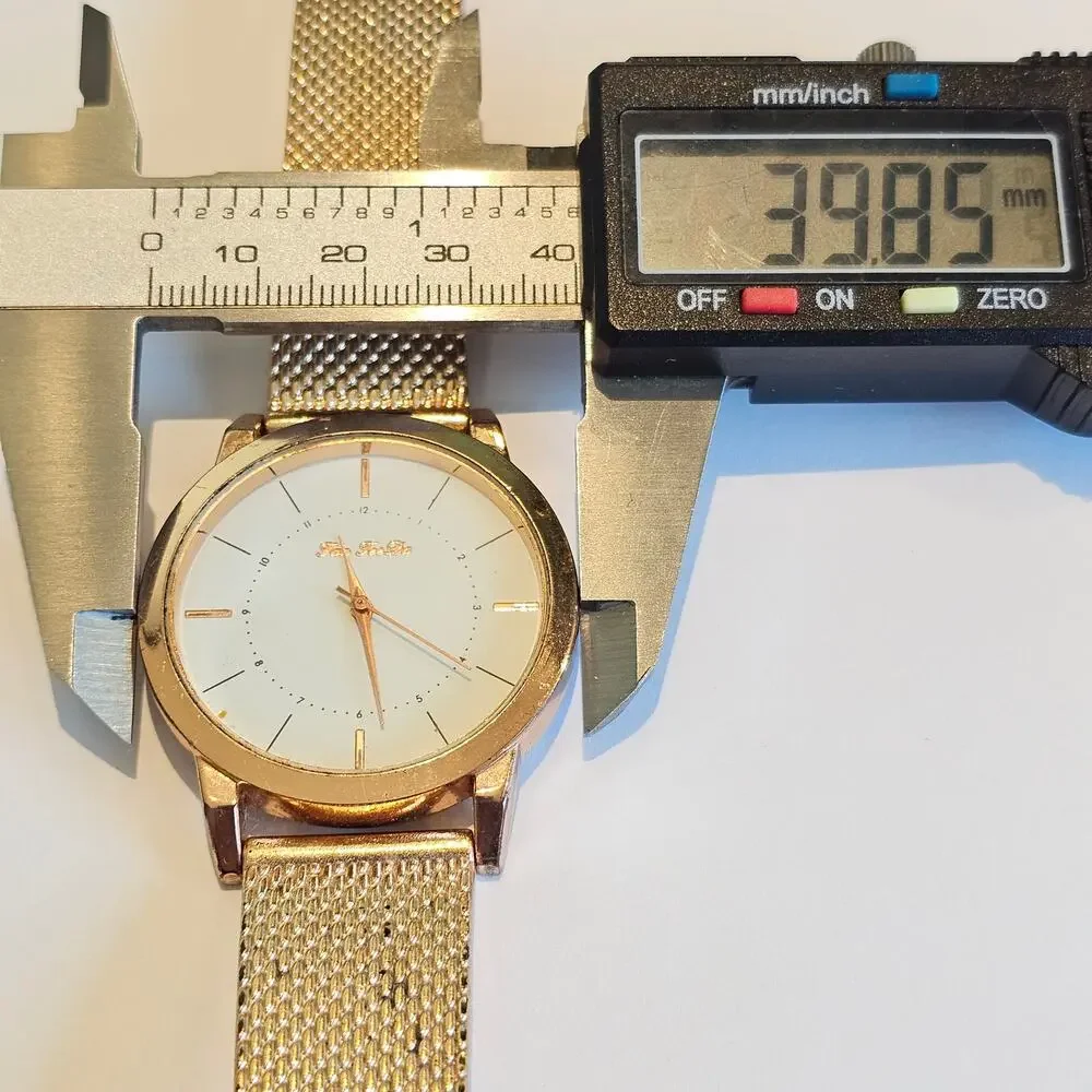 Fei Fei Da Quartz Watch Rose Gold Tone 39.9mm Case Mesh Band Tested New Battery